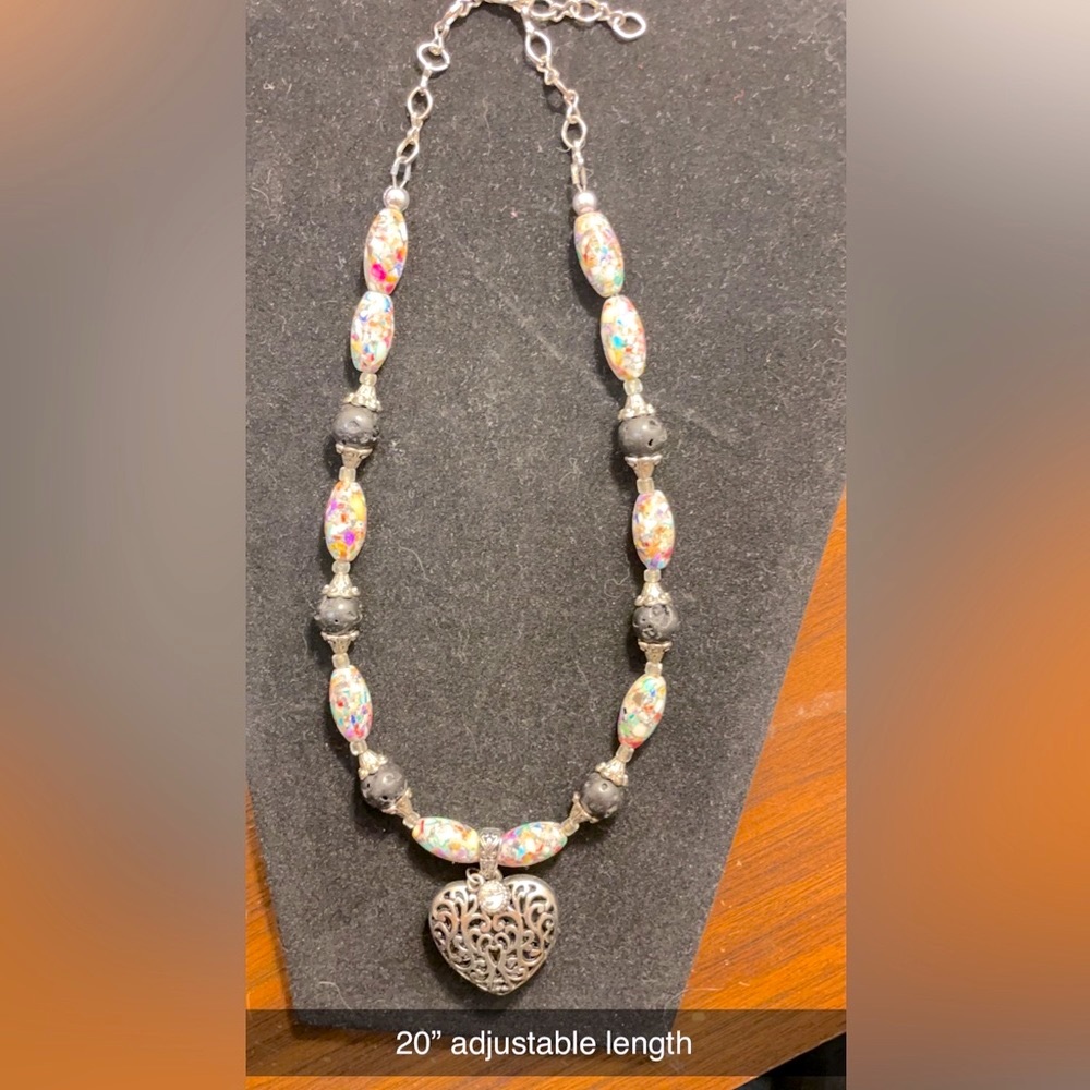 Heart & Stone Necklace.             One of a Kind  HANDMADE CUSTOM
